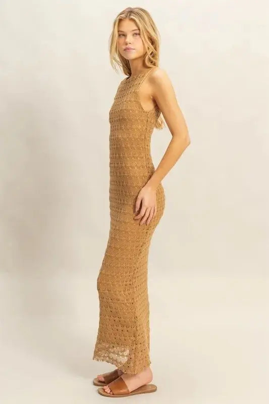 HYFVE Sleeveless Crochet Open Back Maxi Dress for Summer - Love Salve